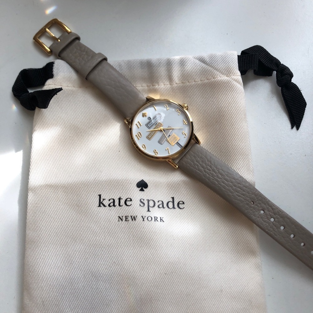 Kate Spade Sign Post Metro Series Real Leather Wristband 34mm Round Watch - Picture 1 of 11